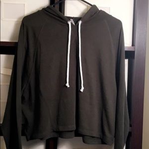 Dark Green Cropped Hoodie